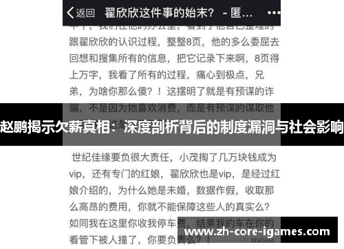 赵鹏揭示欠薪真相:深度剖析背后的制度漏洞与社会影响 赵鹏揭示欠薪真相:深度剖析背后的制度漏洞与社会影响